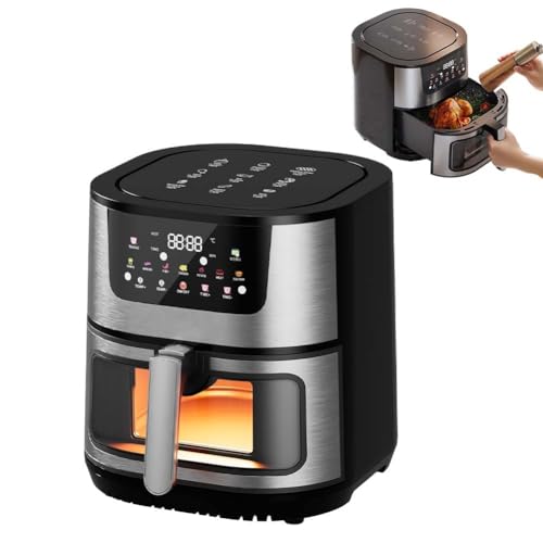 15L Glass Air Fryer Oven — Stainless Steel, Touch Control