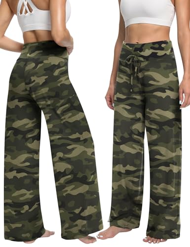 Image of ZOOSIXX Soft Black Pajama Pants for Women, Wide Leg Pants Woman Flowy Comfy Casual Lounge Yoga Capri Pants 22 inch / 30 inch