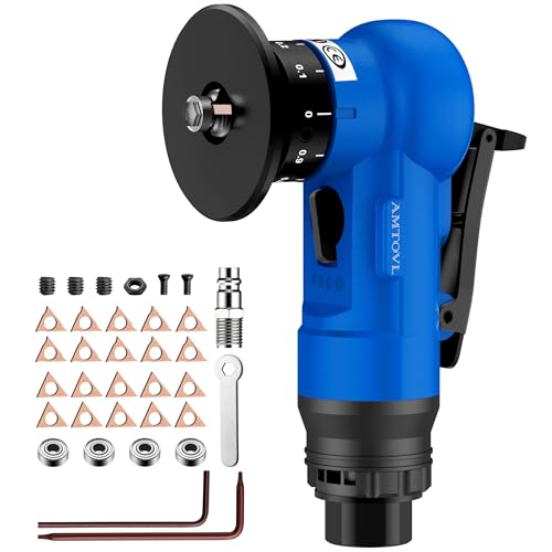 AMTOVL Pneumatic Chamfering Tool - Mini Air Chamfer Tool with 10 C-Angle & 10 R-Angle Blades, 45&deg; 30000 RPM Chamfering Tool for Metal and Wood with 1/4" Air Inlet