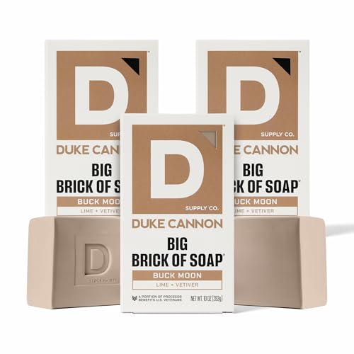 Image of Duke Cannon Big Brick of Soap - Buck Moon, 10 oz Bar, Vetiver & Oak Moss Scent, Triple Milled, Supports U.S. Veterans. (3 Pack)