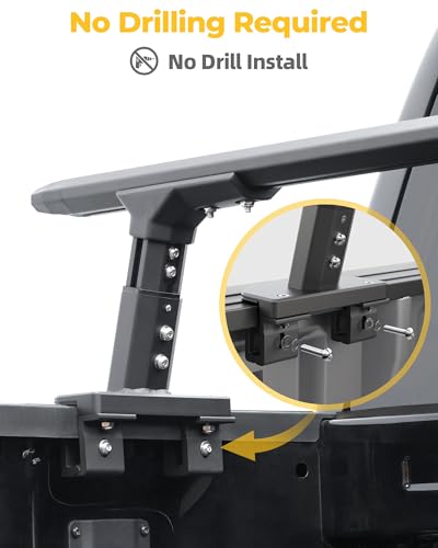 Image of Adjustable Height Aluminum Truck Rack 9.29 inch-10.39 inch, Low-Profile Garage-Friendly Design, 1500 /1000 lbs Load, Fits F-150, Ram 1500, Silverado, GMC Sierra, NOT Compatible with Retractable Tonneau Cover
