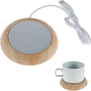 Coffee Mug Warmer, USB Electric Cup Heater Pad, Tea Beverage Mug Warmer, Cup Mug Warmer Heated Coaster, Milk Heat Insulation Plate Lightweight & Portable for Office Home Tea Coffee Milk(Light Wood)