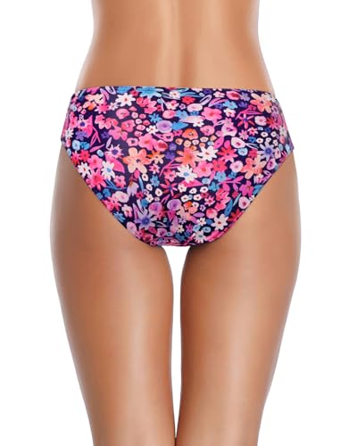 Image of Tempt Me Women Twist Bikini Bottom Moderate High Cut Bathing Suit Bottoms Ruched Swimsuit Bottom