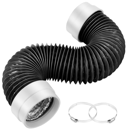 Dryer Vent Hose 4 Inch, 5FT Heavy Duty 6-Layer Flexible Aluminum Dryer Duct with Rubber Seal Connectors, Heat Resistant Insulated Dryer Exhaust Hose for Tight Spaces, Easy-Install Dryer Vent Kit