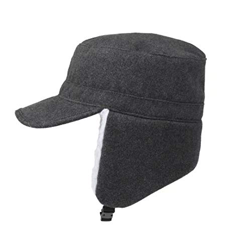 Home Prefer Mens Warm Winter Hats With Visor Windproof Earflap Skull Cap Military Cap Dark Gray #TOP2