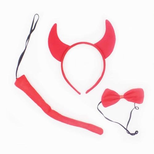 Oreilles de chat Ensemble de queue de noeud papillon 3D Bandeau Nœud Papillon Queue Party Cosplay Costume (rouge) Cover