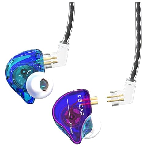 KBEAR Storm in Ear Earphones, Pro Dynamic Driver in-Ear Monitor Headphones for Musicians Singers Drummers,HiFi Stereo, Noise Cancelling Earbuds,Detachable cable IEMs Earbuds(Blue-Purple,without Mic) Cover