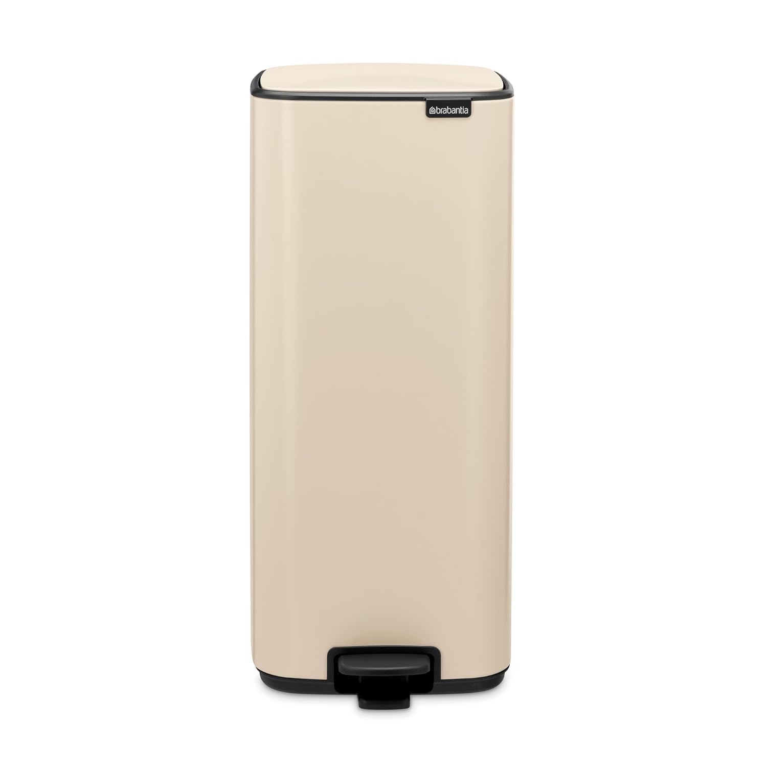 Brabantia Bo Treteimer 30 L Beigefarben – platzsparender Restmülleimer mit Soft-Close-Funktion
