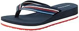 Absatzform: Flach Tommy Hilfiger Damen Wedge Stripes Beach Sandal FW0FW07858 Flip-Flop, Blau (Space Blue), 39 EU