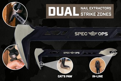 Image of Spec Ops Tools Nail Puller Cats Paw Pry Bar for Prying, Demolition & Nail Pulling, High-Carbon Steel, 8, 10 & 11 Inch Combo Pack