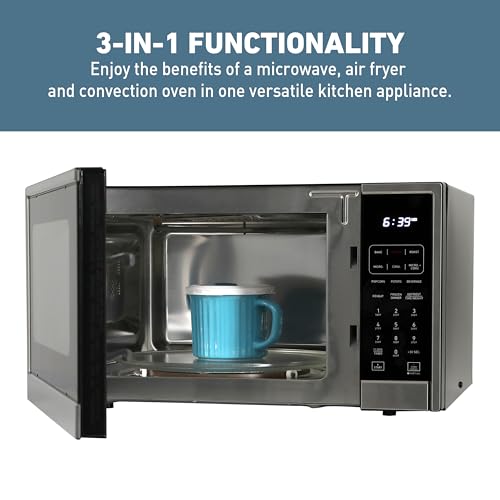 West-Bend-3-in-1-Microwave-Air-Fryer-Convection-Oven-1000-Watts-with-10-Power-Levels-and-12-Presets-Speed-Defrost-Electronic-Control-Panel-and-Glass-Turntable-13-Cubic-Feet-Stainless-Steel