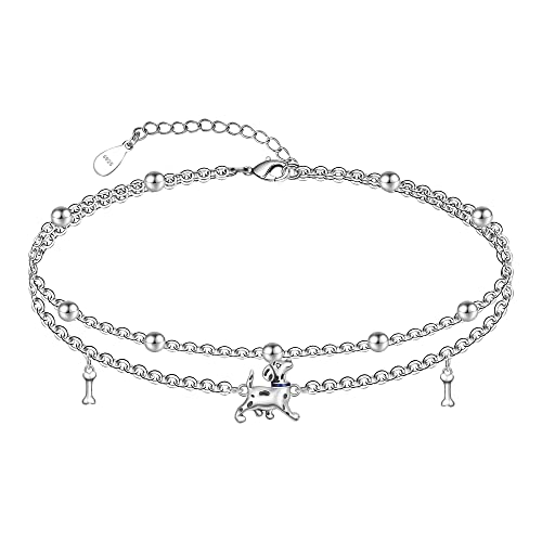 Image of CHIC & ARTSY 925 Sterling Silver Ankle Bracelets for Women, Adjustable Layered Foot Chains with Nature & Symbol Charms, Lightweight Comfort Fit Boho Beach Everyday Jewelry