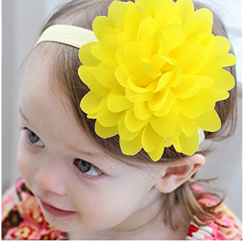 Lddcx Baby Girls Headbands Chiffon Flowers Hair Accessories For Infant Newborn And Toddlers.(Fd69) (Yellow) #TOP4