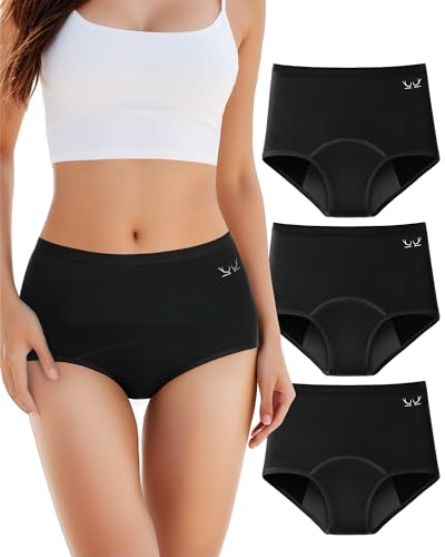 TANSTC Culotte Menstruelle Absorbante, 4 Tampons Lavable Coton Menstruation Protection Périodique Hygiénique Flux Léger À Abondant Culotte De Règles Lavables (XXL, Lot 3)