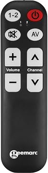 Geemarc TV5 Easy to Use Universal Remote Control with 7 Large Programmable Buttons for Seniors - Works as an Infrared Remote Control