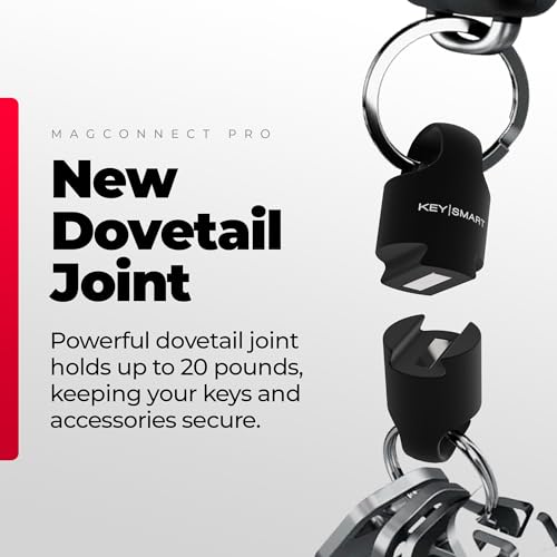 KeySmart MagConnect Pro Magnetic Key Holder for Purse, Key Chains for Car Keys - Detachable Key Ring Quick Release Keychain