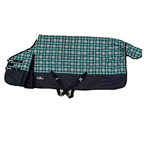 Wire Horse UpNorth 1200 Denier 200 Gram Medium Weight Waterproof Turnout Blanket (74", Green Plaid)