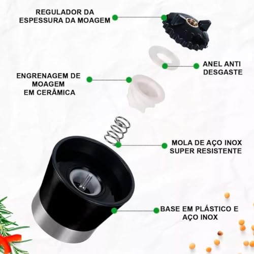 Kit 2 Moedor Triturador De Tempero, Pimenta, Sal Grosso, Especiarias, Sal Rosa Himalaia, Ervas Frasc