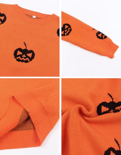 Image of Alsol Lamesa Women's Fall Pullover Sweaters Cute Hearts Long Sleeve Crewneck Casual Knitted Sweaters, Large, 961 Orange