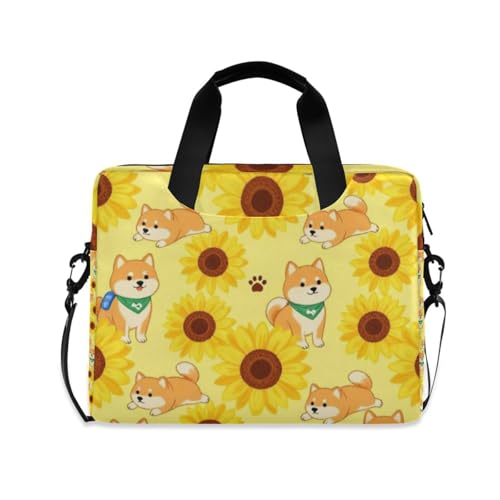 Maletín para portátil 15.6 in con diseño Shiba Inu y girasol miniatura 1