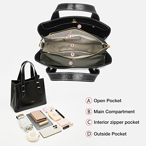 Image of LAORENTOU Women Crossbody Handbags Genuine Leather Satchel Handbags for Women Top-handle Shoulder Tote Purses