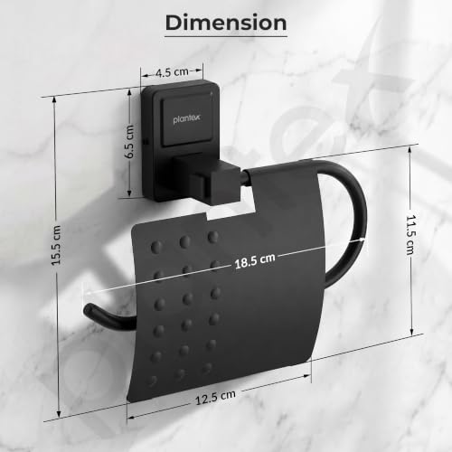 Image of Plantex 304 Garde Stainless Steel Toilet Paper Roll Holder /Toilet Paper Holder in Bathroom /Kitchen /Bathroom Accessories - Darcy (Black)