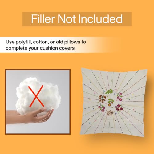 Image of Embroiderymaterial DIY Embroidery Cushion Cover Embroidery Kit for Beginners with Floral Design Cross Stitch Decorative Pillow Covers, Hand Embroidery Craft Kit for Home Decor (2PC, 16x16)