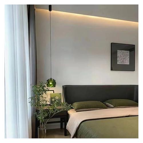 Lustre en verre vert nordique de 68cm avec monture en cuivre chic