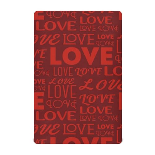 Moudou Valentine's Day Love Heart Playard Sheet for Boy Girls, Soft Breathable Fitted Toddler Sheet for Standard Playard Bed Mattress, 39 x 27 x 5 Inch