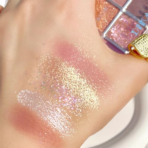 Image of Erinde 10 Color Eyeshadow Palette Makeup - Matte Shimmer Glitter Eye Shadow, Ultra-Blendable, High Pigmented, Naturing-Looking, Neutral Nude Eyeshadow Palette with Professional Brush, Summer Dreamland