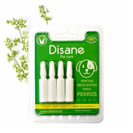 DISANE Pipetas Antiparasitarias para Perros 100% Naturales | 4 Uds | 4 Meses de Protección Contra Insectos y Parásitos: Pulgas, Garrapatas y Mosquitos | Antipulgas Sin Toxicidad para el Perro