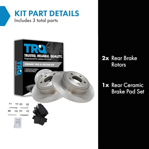 Image of TRQ Rear Ceramic Brake Pad and Rotor Set Solid Rotors | For 12-21 Chrysler 300 V6 3.6L RWD 15-17 Dodge Charger SXT RWD with Solid Rear Rotors