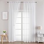 Chyhomenyc White Sheer Curtains 78 Inches Long 2 Panels Set for Living Room, Light Filtering Voile Lightweight Bedroom Curtains, Solid Window Treatment Drapes, Each 42W x 78L