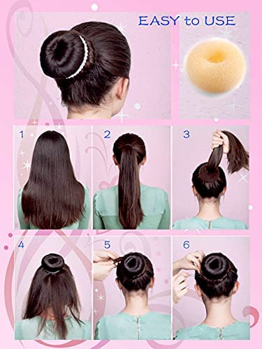 Miniatura 4 de Moldeador de donas de pelo (2 pequeñas, 2 medianas, 2 grandes) para donas de pelo para niña (dorado)