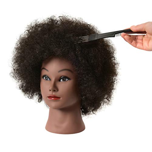 FUTAI Kinky Curly 100% Human Hair Mannequin Head for Hair Practice & Training