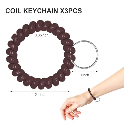 Image of TENOC Spiral Coil Keychain, Anti-lost Key Chain Holder Lanyard Cord for Sauna Outdoor Sports and Gym Pool