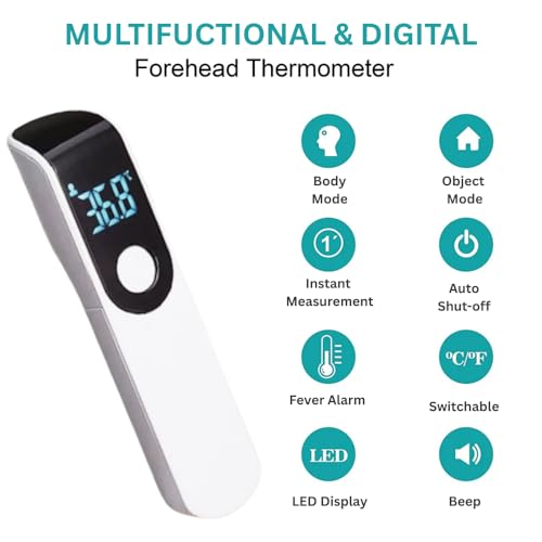 Image of B-Arm Digital Infrared Thermometer with 1 Sec Quick Read (White)|Contactless Thermometer with Dual Modes, C /F conversion, LED Display| Forehead Thermometer for Babies & Adults with Colour Indication