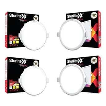 Sturlite Dex 15W (3 in1) Round LED Downlight|Warm, Neutral & Cool White Color Temperature|1500 Lumens with CRI Tech for Enhancing The Light Quality|for Various Ceiling Types and Rooms - (Pack of 4)