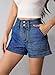 Pink Queen Women's Jean Shorts Empire Waist Stretchy Zip Up Front Button Closure Classic Denim Shorts with Pockets Summer Fashion Shorts Dark Blue M