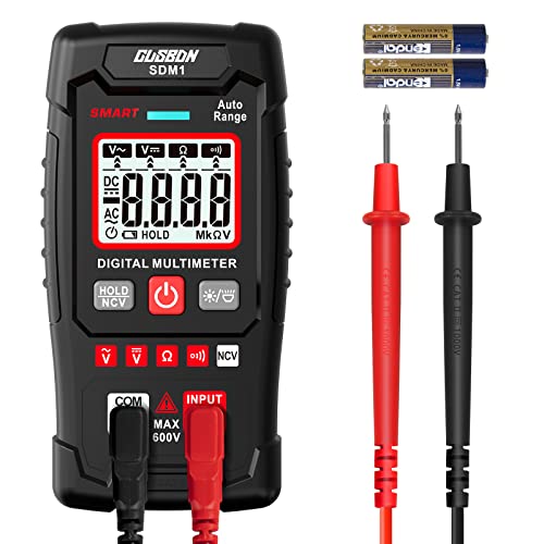 CUSBON Digital Multimeter, Auto-Rang Voltmeter(AC/DC Spannung, Widerstand, Durchgang, NCV) Messgerät Tester mit LCD-Anzeige Hintergrundlich und LED-Licht Cover