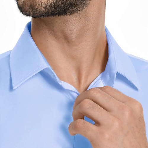 Mens Dress Shirts Long Sleeve Stretch Wrinkle Free Rgular Fit Formal Casual Wedding Prom Button Up Shirt3