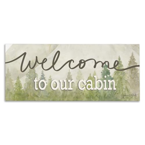 Welcome to Our Cabin Tree Sign Rustic Lodge, 13 x 30 Inch Canvas Wall Art