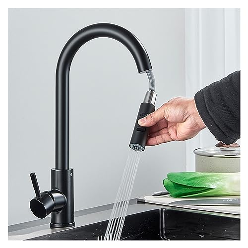 Grifo de cocina de acero inoxidable para evitar salpicaduras con caño extraíble negro 6