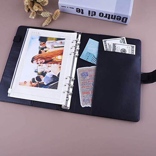 Antner A5 Pu Leather Binder (Black) Bundle | 12Pcs A5 Size Binder Pockets Multicolor Zipper #TOP3