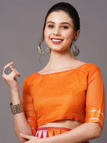 Image of AKHILAM Women's Cotton silk Woven Design Saree With Unstitched Blouse Piece(COTFLW09 Parent)