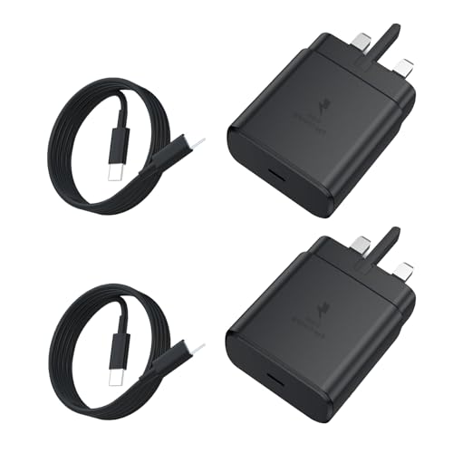 Chargeur USB-C super rapide block 45W lot de 2 câbles puissants compatibles Samsung S25 Ultra