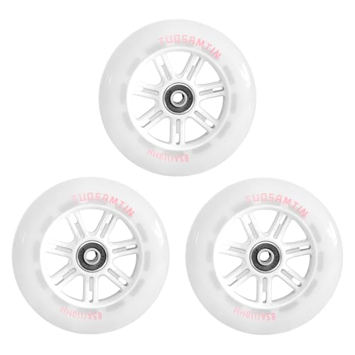 TUOSAMTIN Inline Skate High Elastic Wheels Outdoor & Indoor 85a Inline Skate Replacement Wheels with ABEC-9 Bearings, 80mm (4-Pack)110mm(3-Pack) Diameter (110mm(3-Pack))