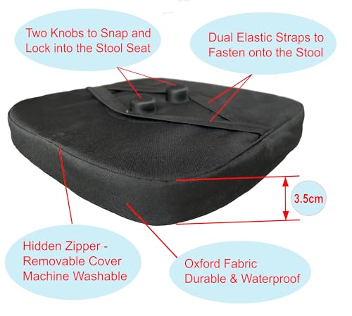 Image of Seat Cushion for Square Collapsible Stools (Exclude Stool), Original & Authentic Thick Chair Pad, Fits 10-Inch Square Telescopic Retractable Folding Stools (Cushion Only)