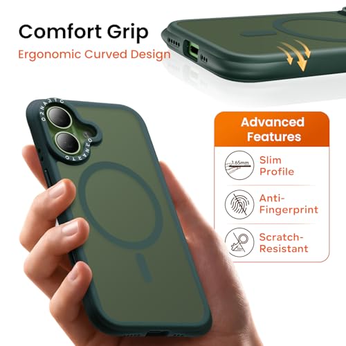 ORNARTO for iPhone 17 Case 6.3", 20FT Military-Grade Drop Protection, Compatible with MagSafe, Slim Matte Clear Anti-Fingerprint Shockproof Protective Cover, Olive Green by ORNARTO - Used condition - Image 8