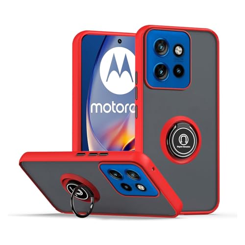 Cover per Motorola Edge 50 Neo 5G con anello Stand Case PC+TPU antiurto antigraffio telefono Custodia rosso